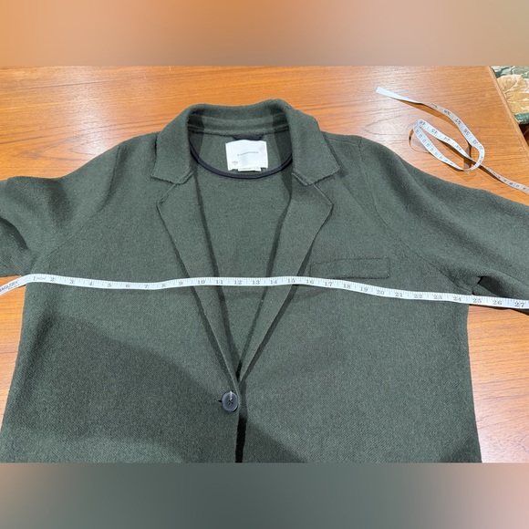 By Anthropologie Dark Olive Green Cotton Wool Blend Blazer Sweater Jacket Sz 1X - Picture 6 of 8